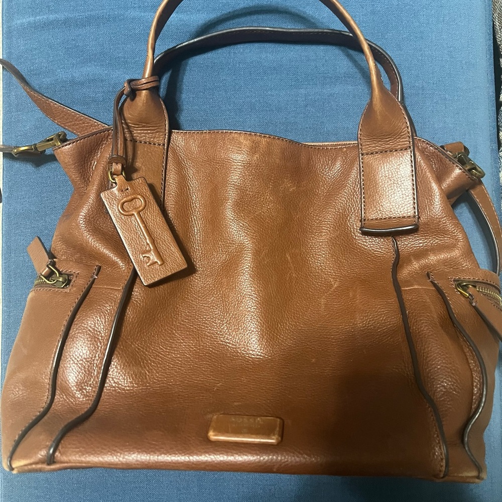 Fossil Tan Leather Shoulder Bag